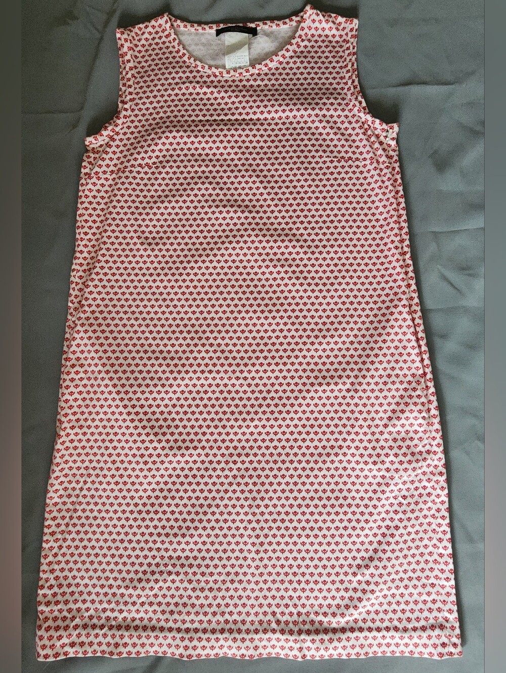 Weekend Max Mara Sleeveless Cotton Shift Tank Dress White Red Geometric 36
